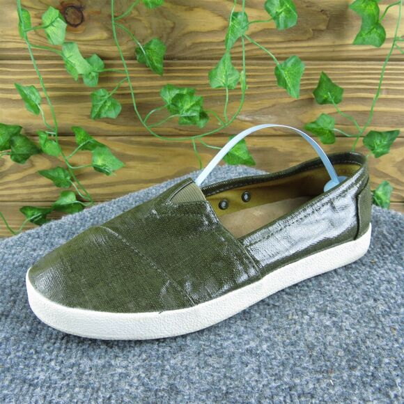 TOMS Women's Shiny Avalon Flat Green Synthetic Size‎ 6M Gently Used 2025 - Picture 1 of 6
